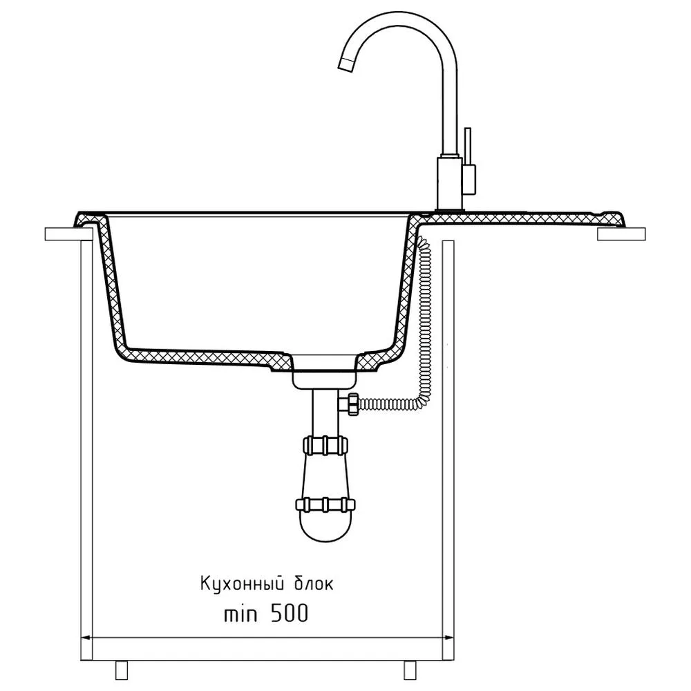 Кухонная мойка GranFest QUARZ 18, темно-серый