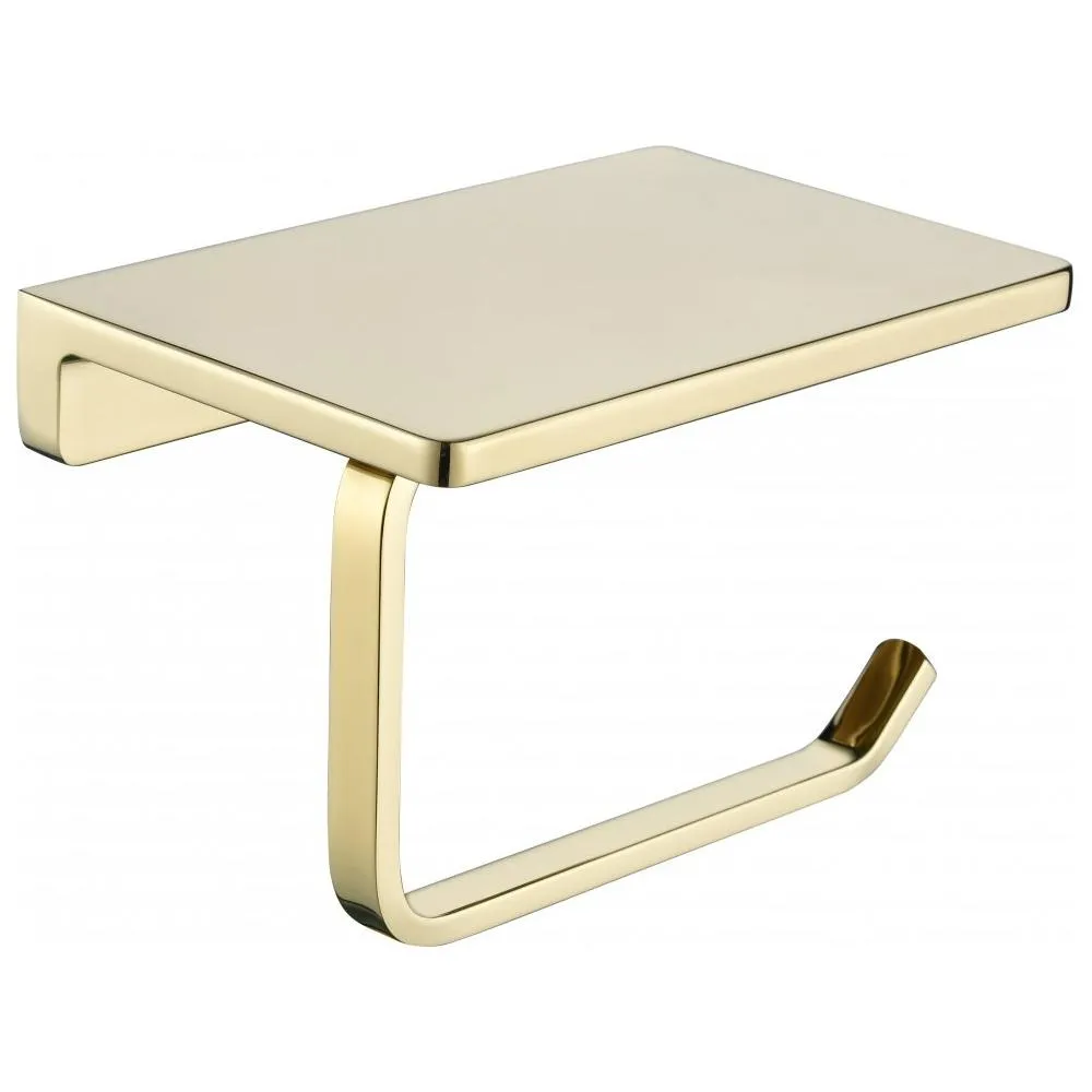 Держатель для туалетной бумаги с полочкой Grocenberg AC0027GO, золото