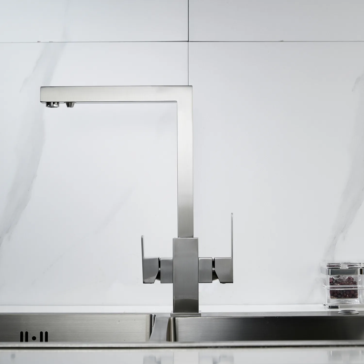 Смеситель для кухни с подключением фильтра Shevanik S148L, сатин