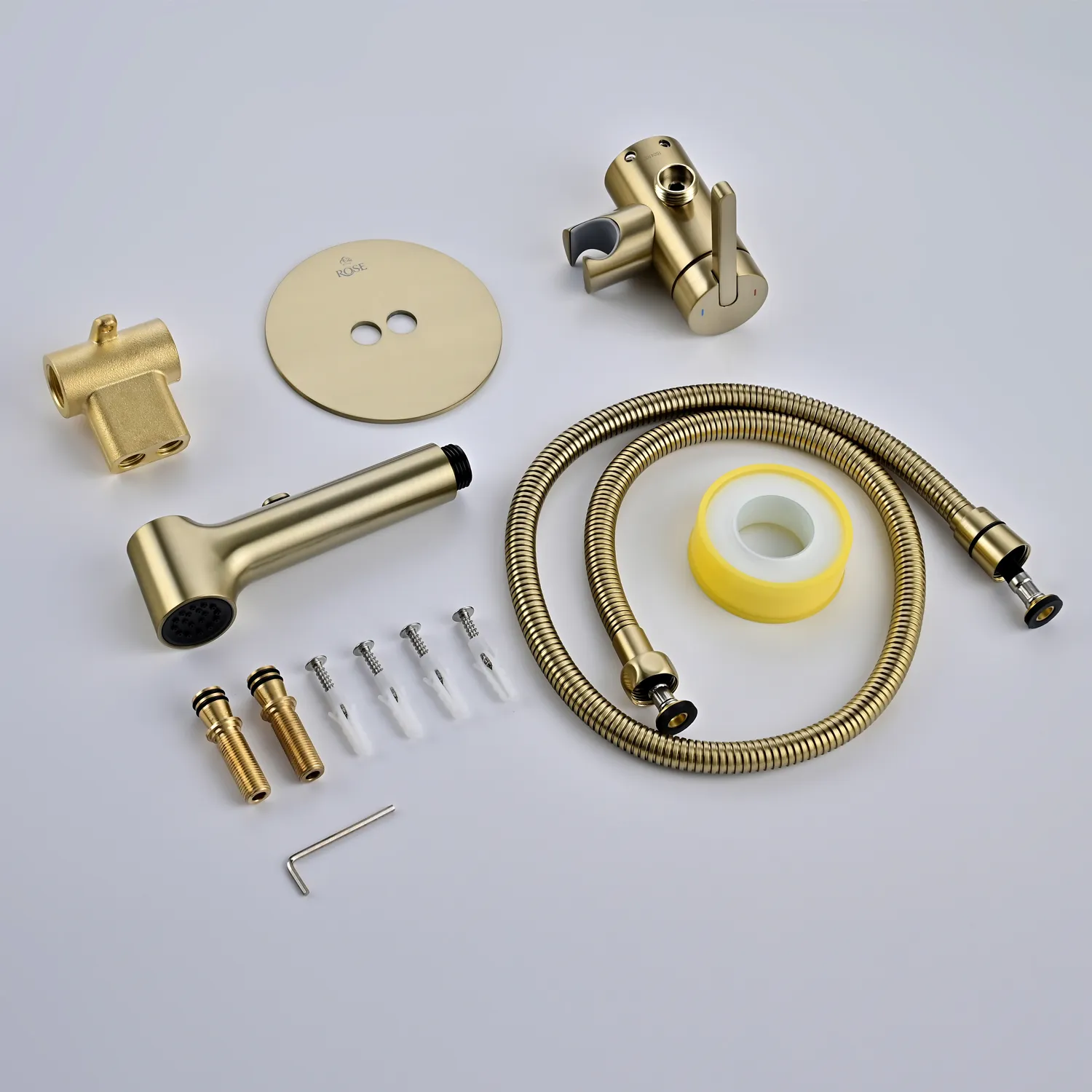 Гигиенический душ со смесителем Rose R235G, золотой сатин