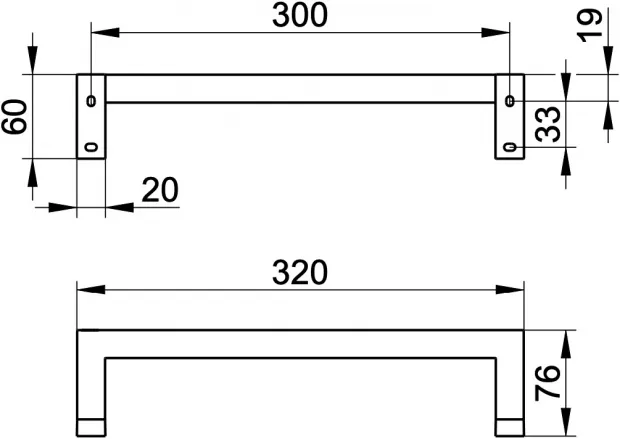 19107010000 EDITION 90 Square Поручень 320 мм, хром