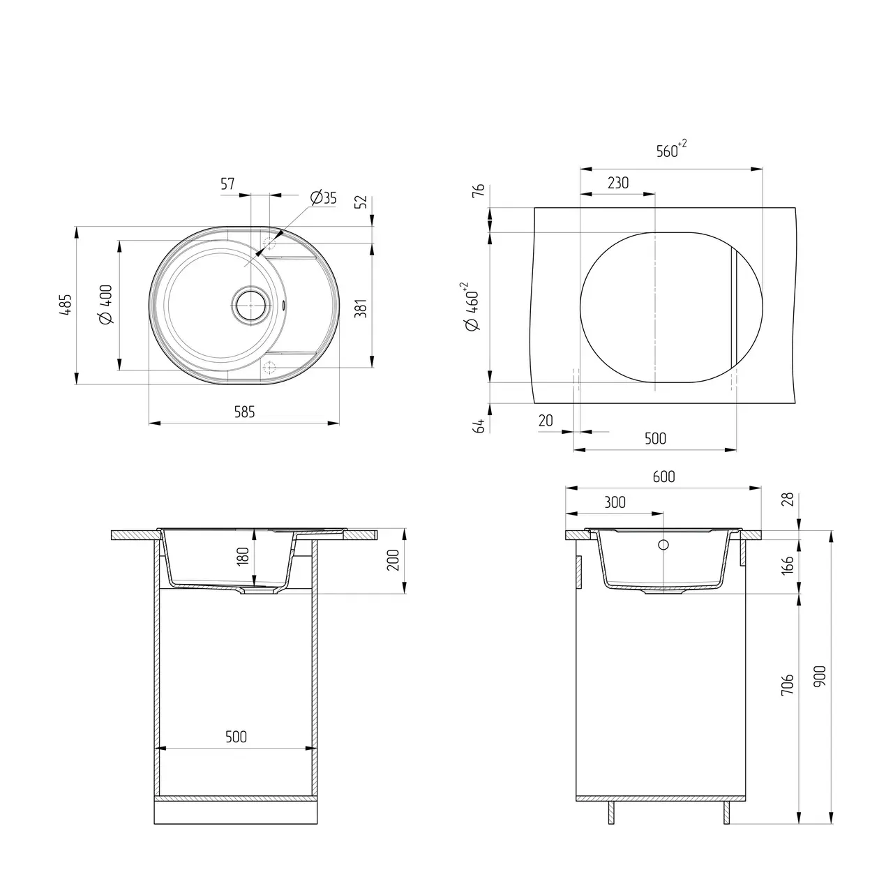 Кухонная мойка Ulgran Quartz Nora 585-10, песок