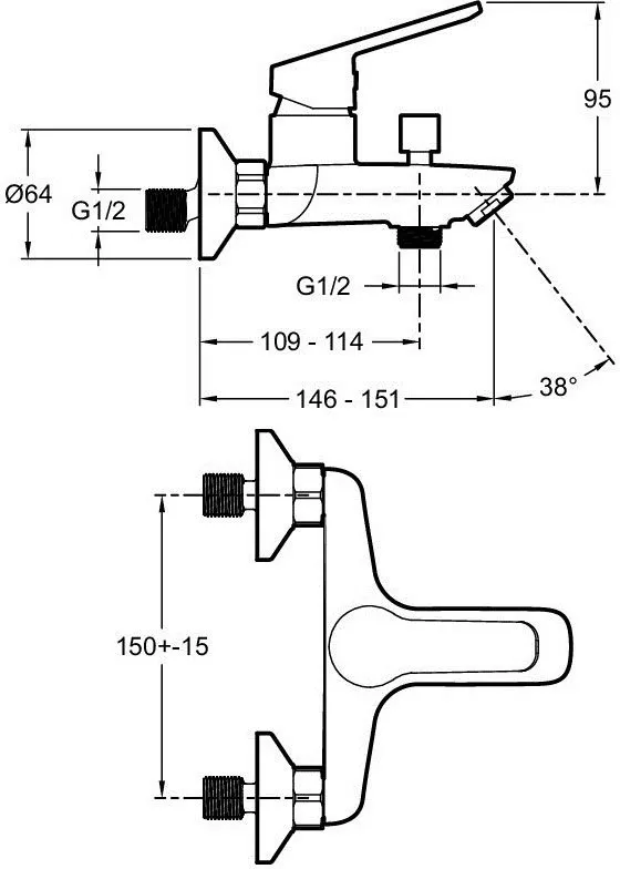Смеситель для ванны Jacob Delafon AIME, матовый черный (E29871-BL)