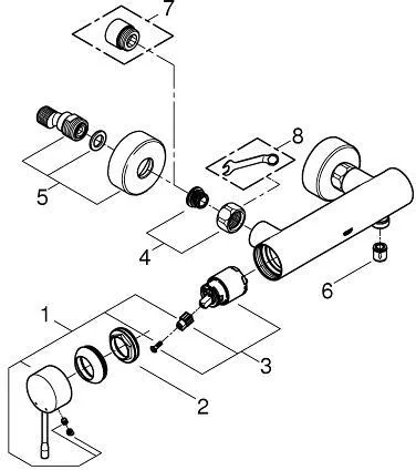 Смеситель для душа GROHE Essence New с подключением шланга, хром (арт. 33636001)