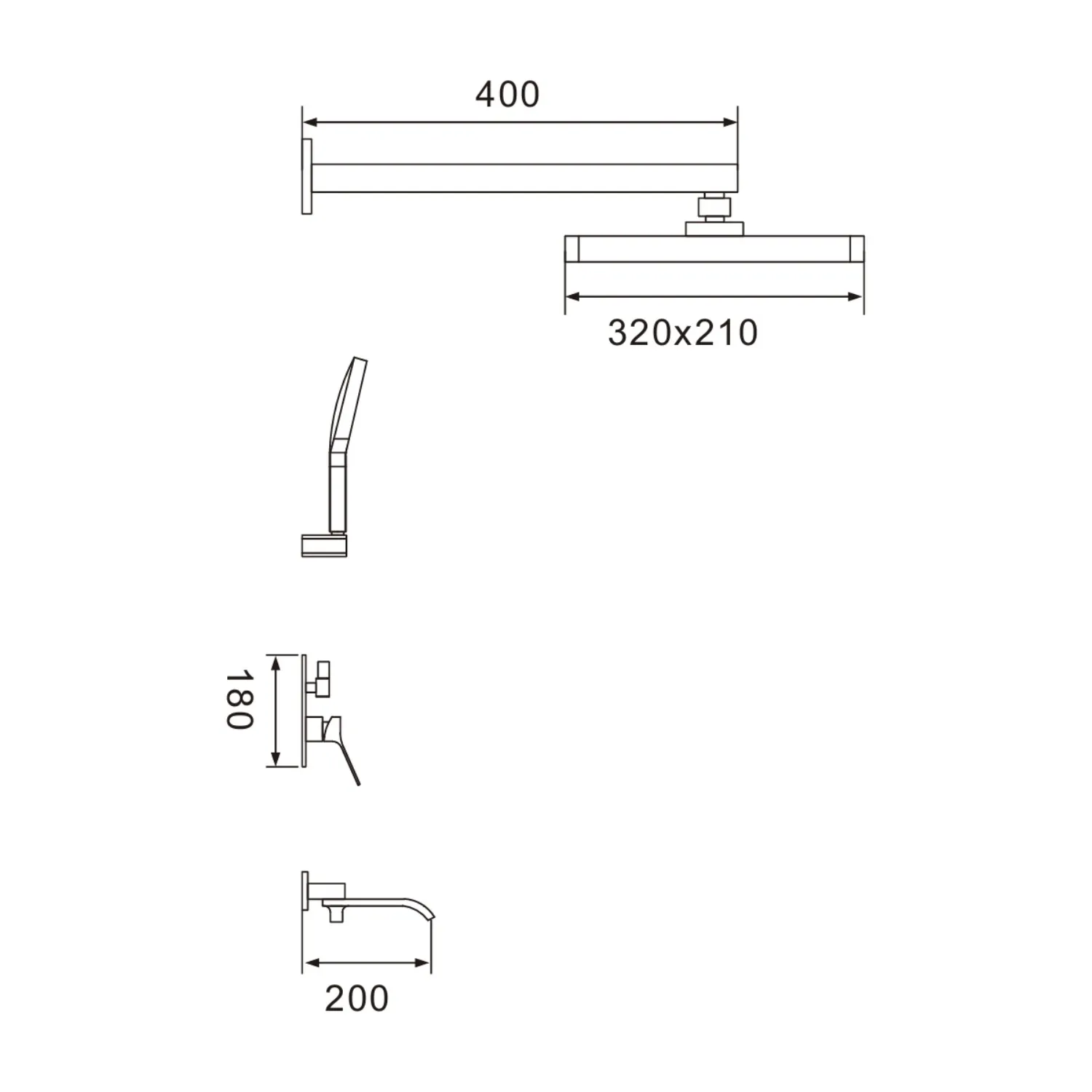 Душевая система встраиваемая Shevanik S4135C, белый