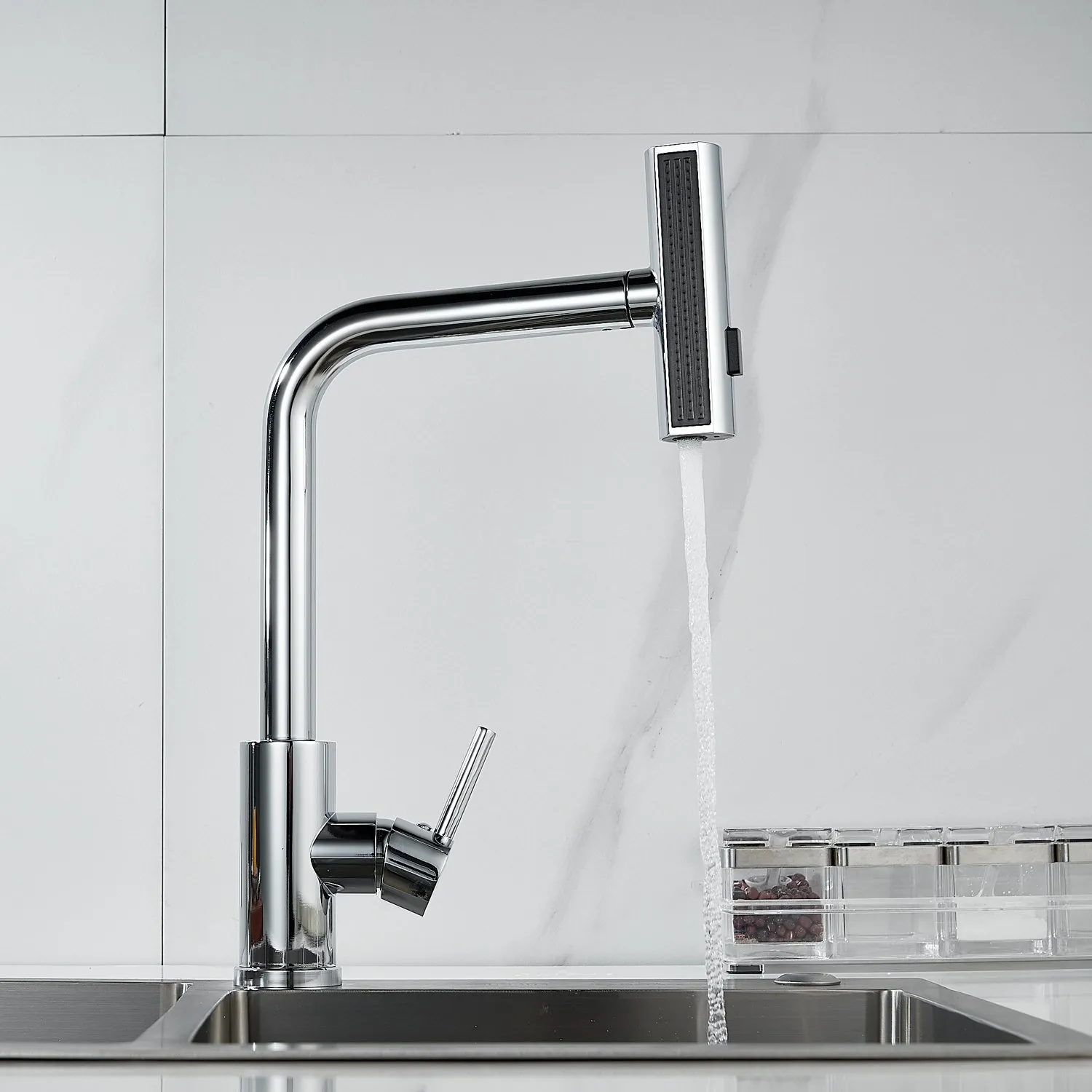 Смеситель для кухни с мультифункциональным изливом Raffine F203, хром