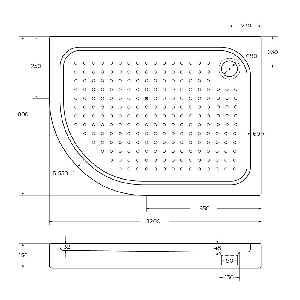 Акриловый поддон BelBagno 1200х800 мм, белый (TRAY-BB-RH-120/80-550-15-W-R)