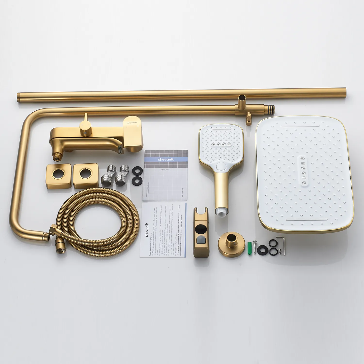Душевая система Shevanik S4136G, золотой сатин