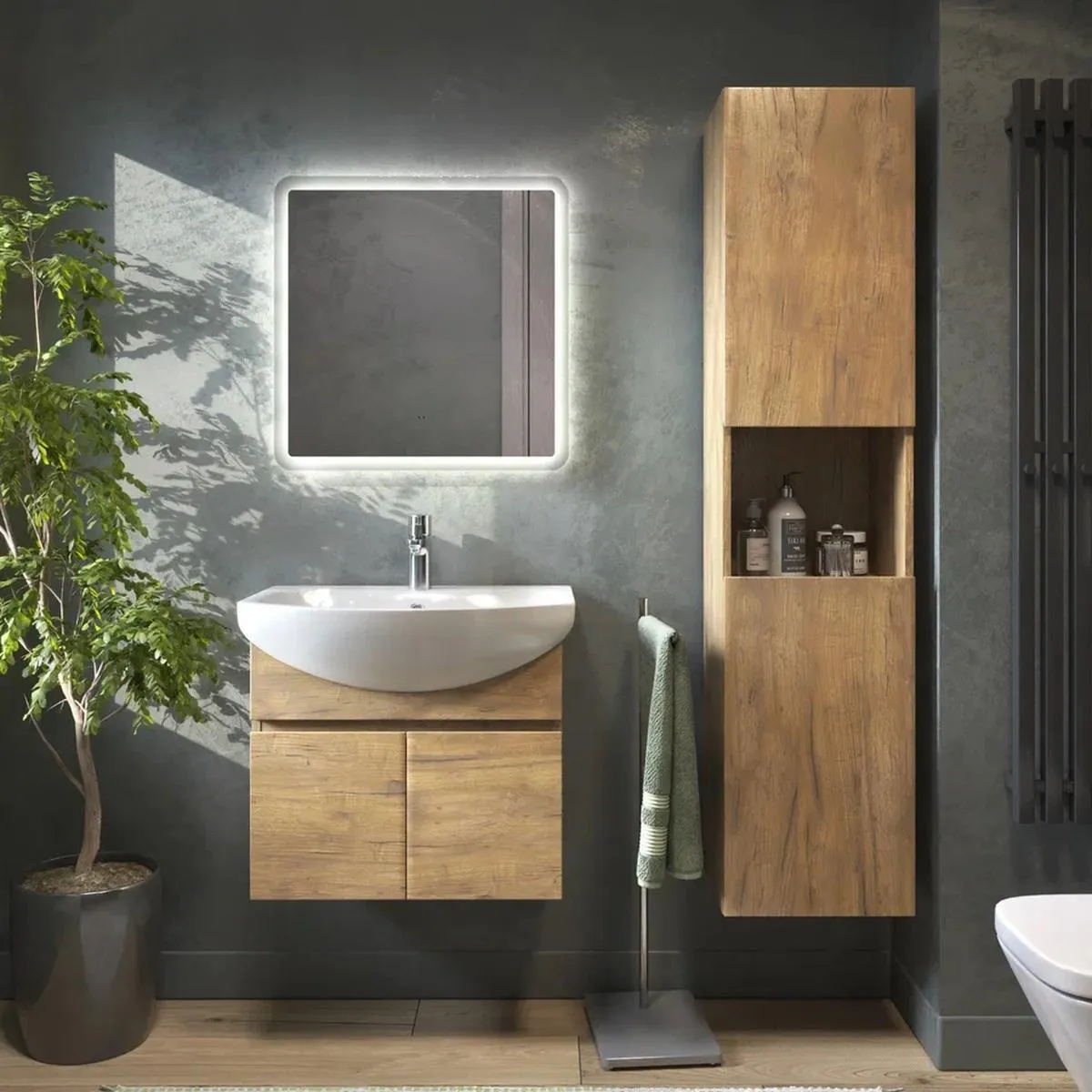 Тумба с раковиной подвесная VIGO Wing tp.WIN.BAL.60.2D дуб золотой, 60 см