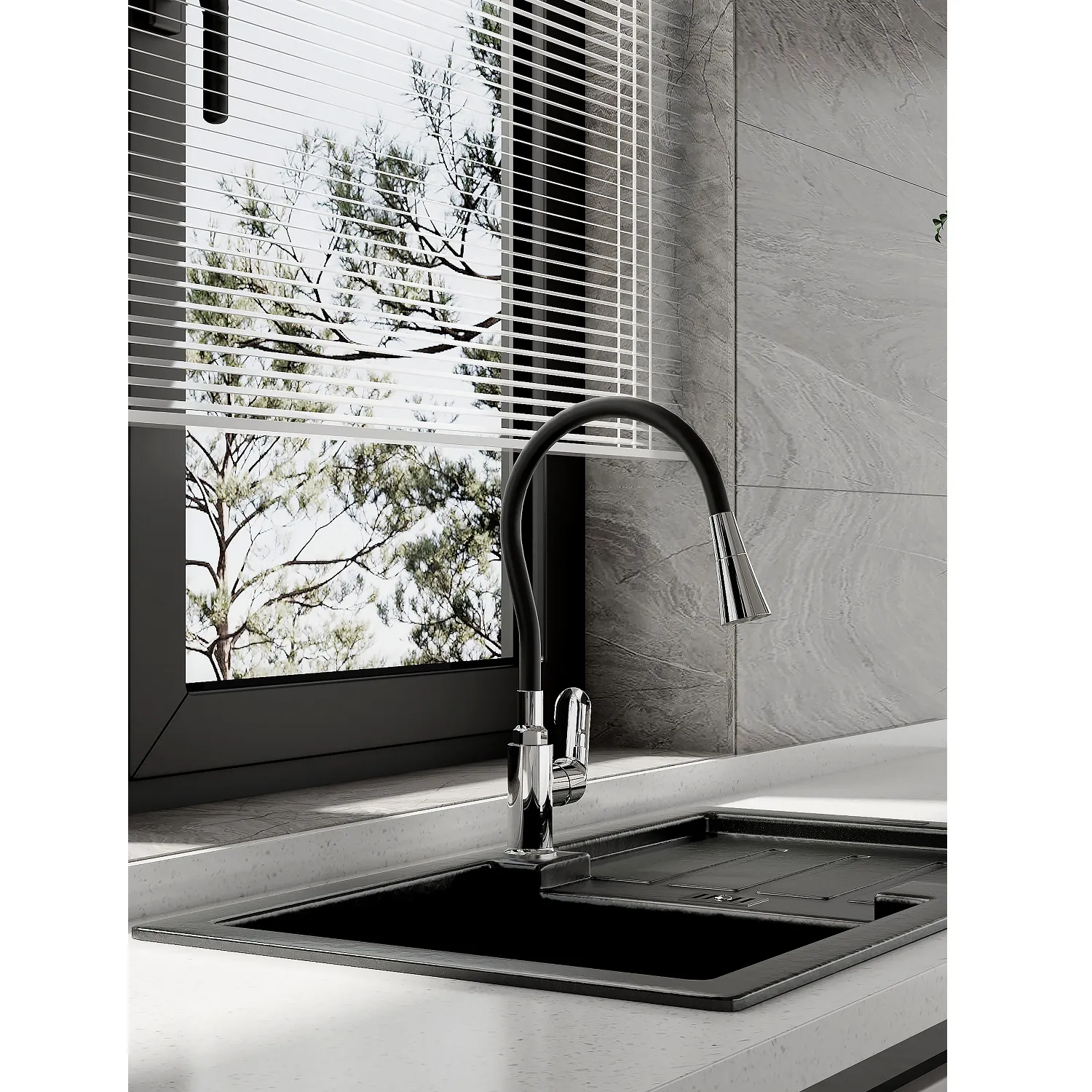 Смеситель Splenka для кухни с гибким изливом (S41.43)