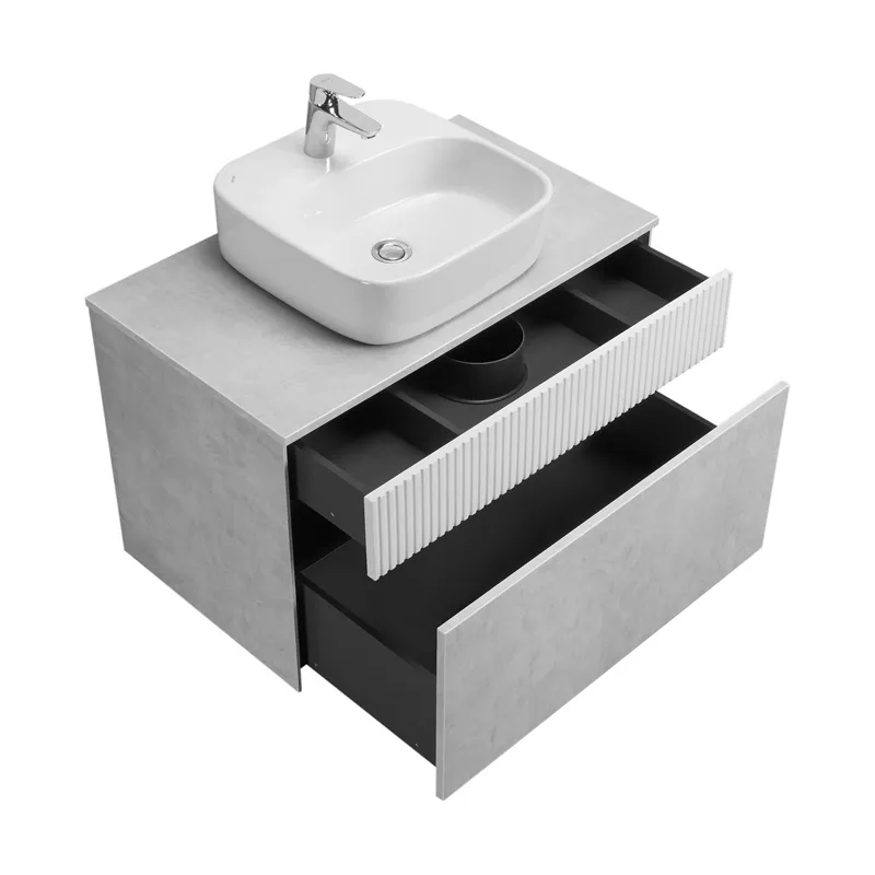 1A2762K0MH4C0 Набор AQUATON: 1A276201MH4C0 Тумба-умывальник 80 Марбл Слэйт\Белый матовый/ 1WH501709 Умывальник накладной Одри 420х420 Soft квадратный