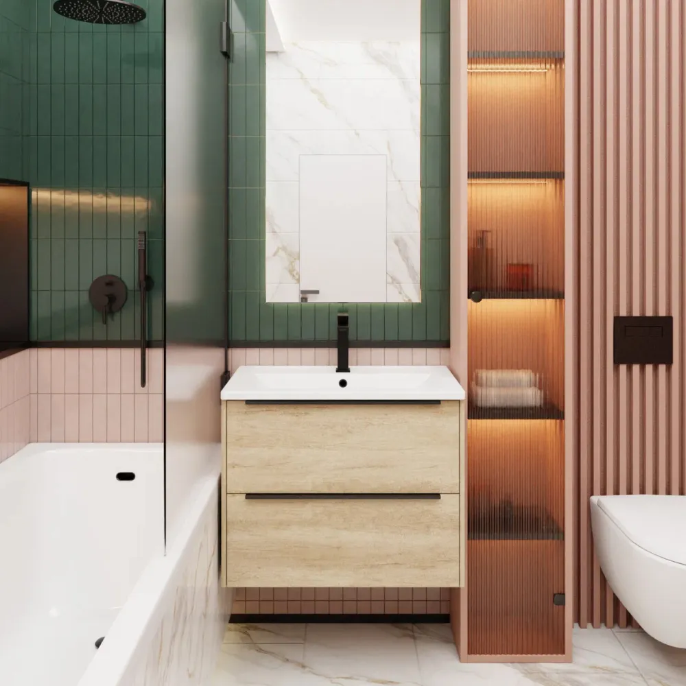 Тумба под раковину подвесная La Fenice Tesoro FNC-01-TES-DNN-80-2, натуральный