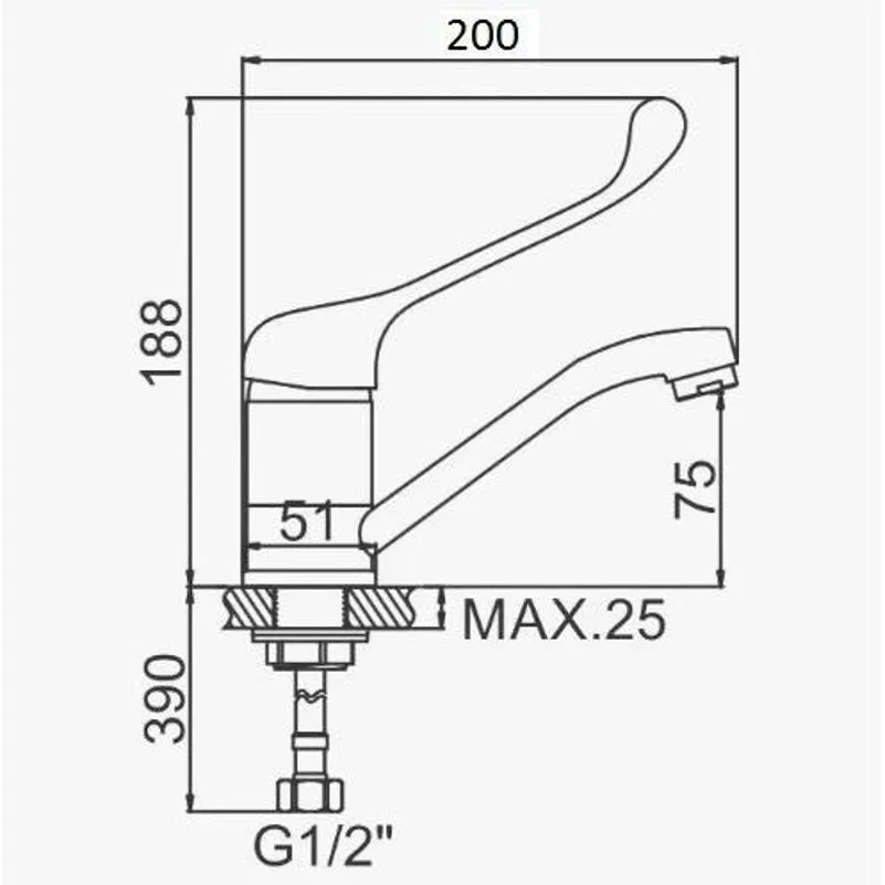 Смеситель для кухни с хирургической ручкой D-Lin D153427, хром