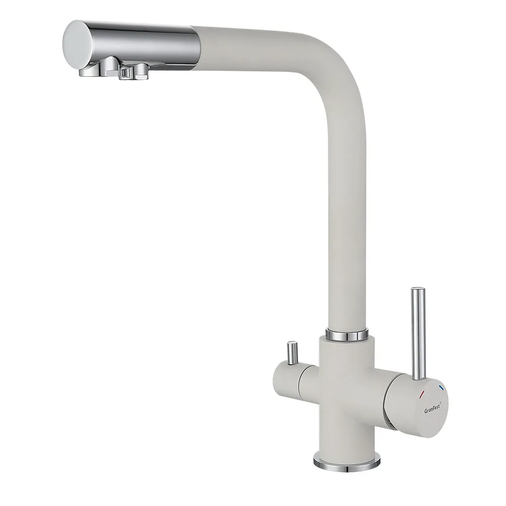 Смеситель для кухни с подключением фильтра GranFest 3611, иней