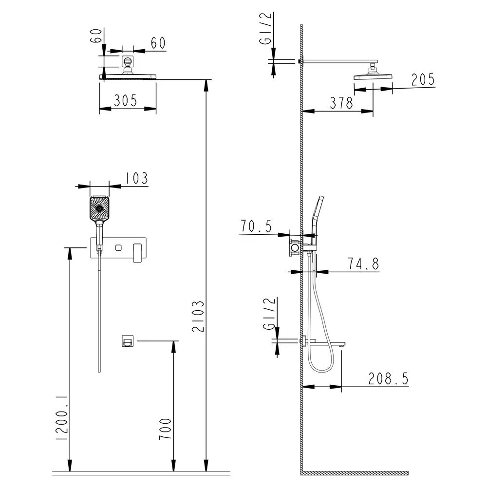 Душевая система встраиваемая Fmark FS8750-3C, матовое золото
