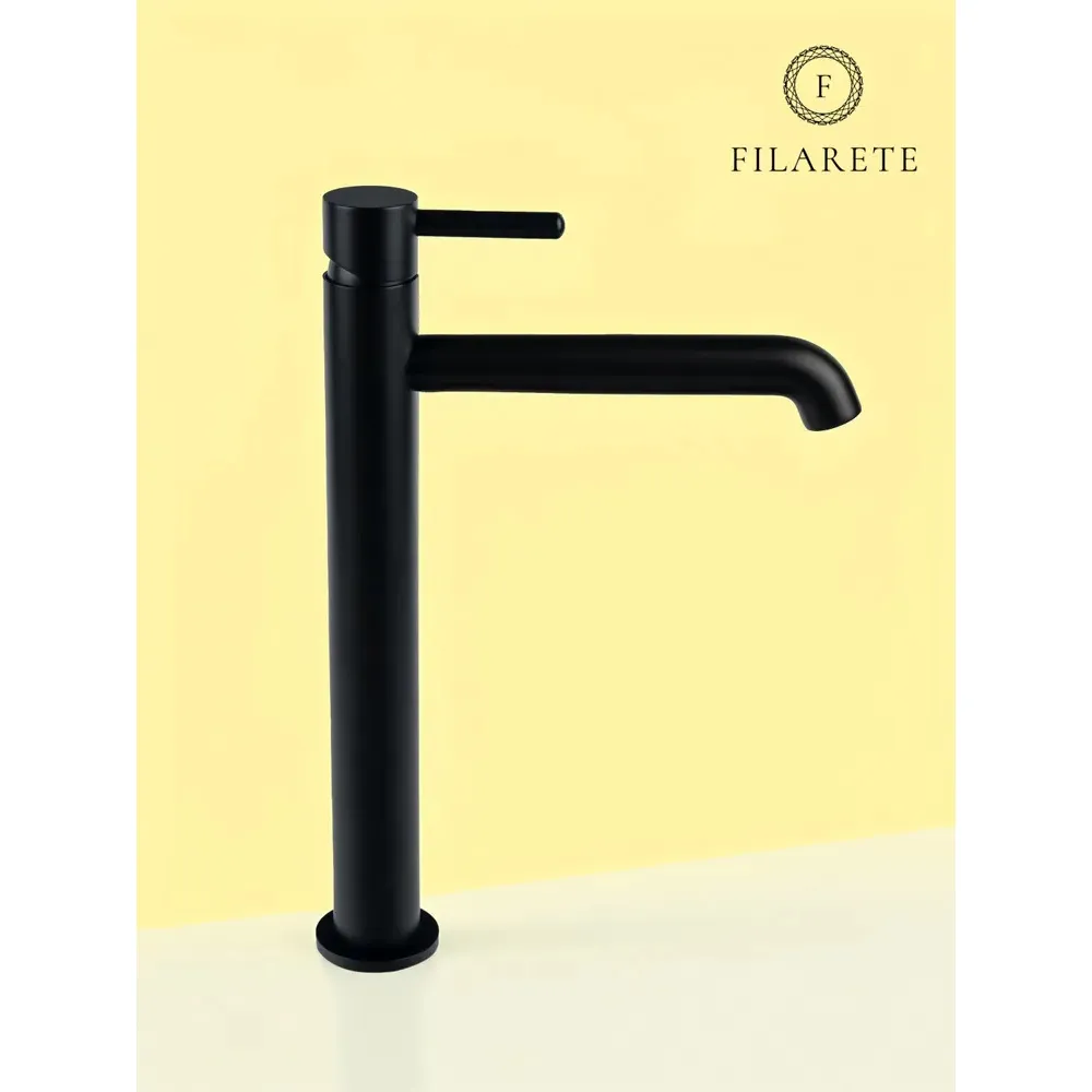 Смеситель для раковины высокий FILARETE Roun FL6020BL, черный