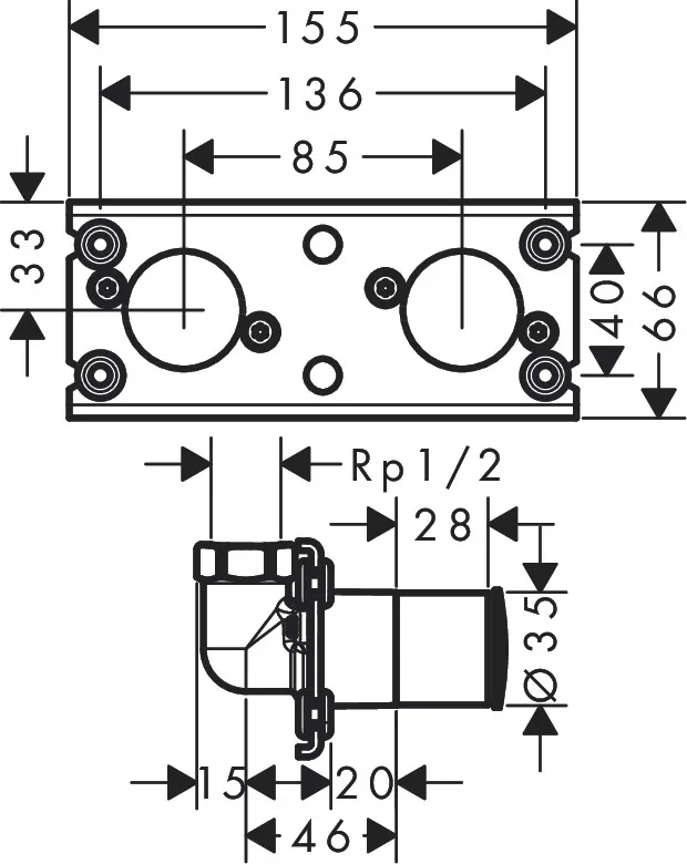 Базовый набор Hansgrohe Rainfinity для душевой системы Hansgrohe Showerpipe 360 1jet скрытая установка 26840180