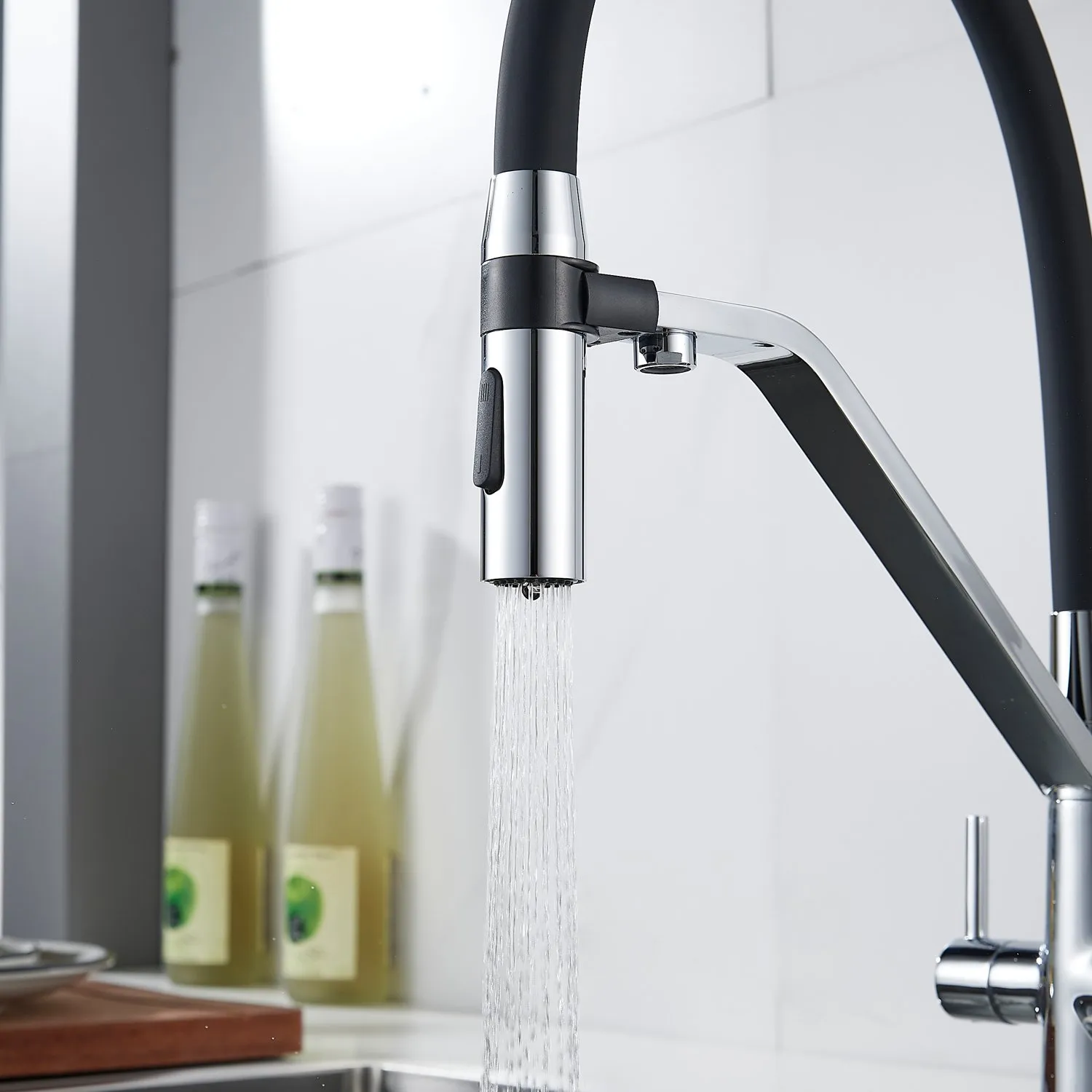 Смеситель для кухни с гибким изливом и подключением фильтра Shevanik S278, хром