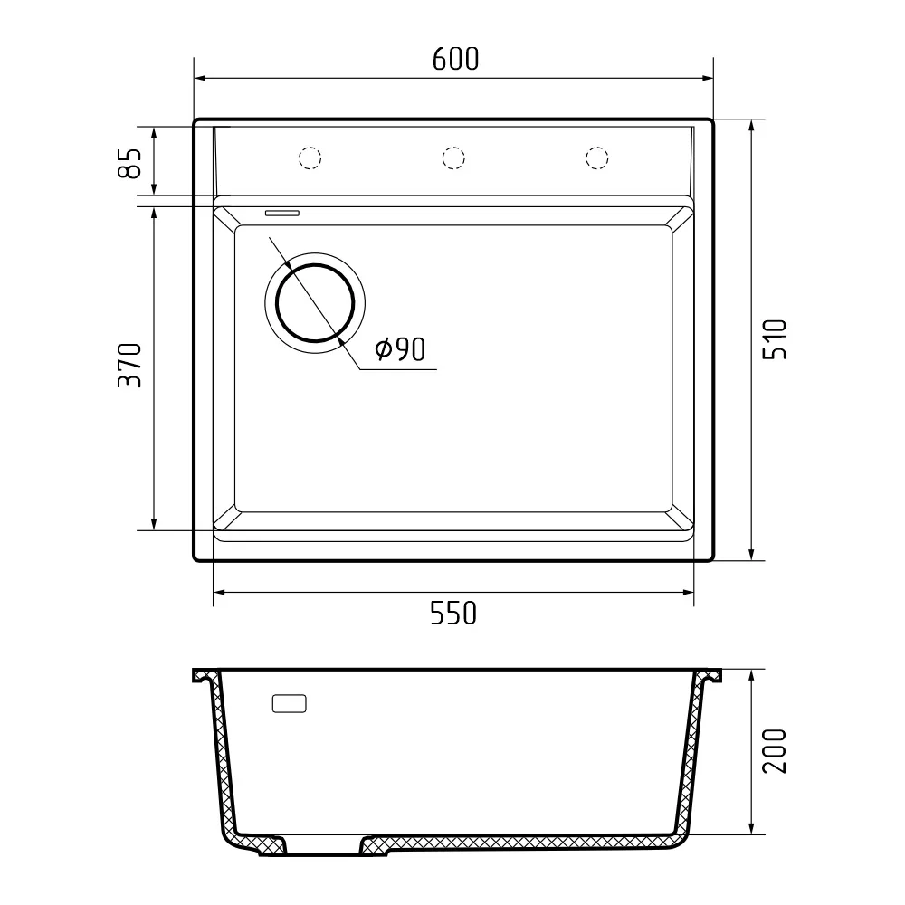 Кухонная мойка Rivelato TESORO TR-605-L, черный