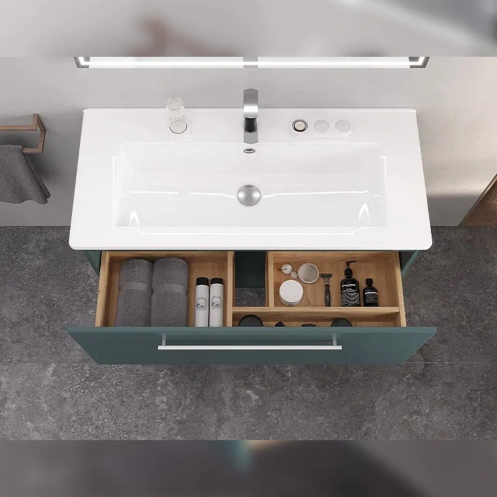 Тумба с раковиной подвесная Velvex Posse tp.POS.OSK.105.1Y верде, 105 см