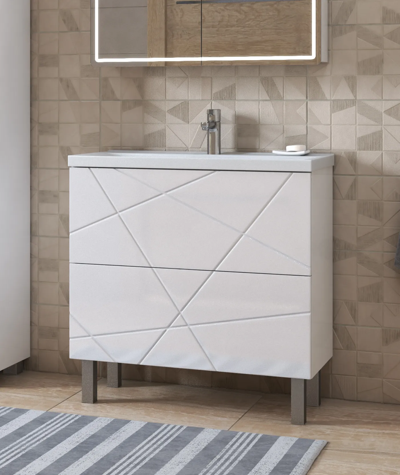 Тумба с раковиной напольная VIGO Geometry tn.bsf.GEO.FOS.70.2Y, 70 см