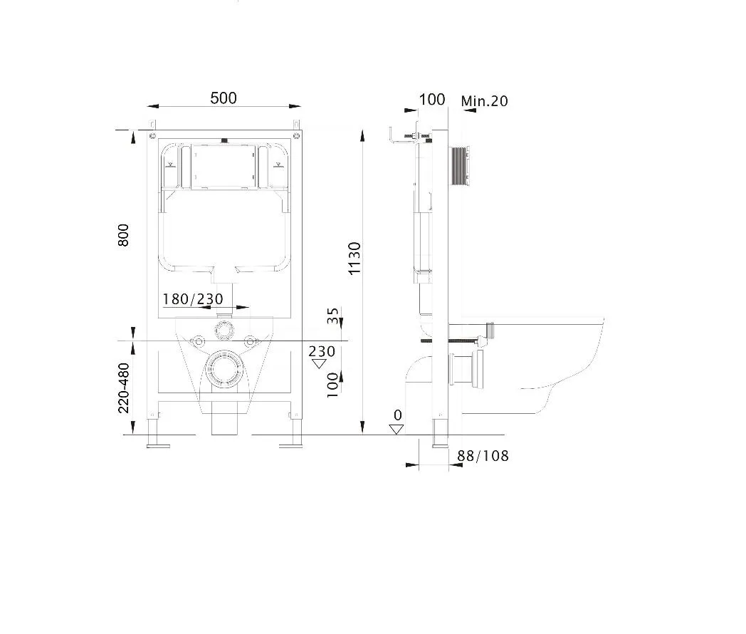 SET AQUATEK ВЕГА-1905-036 (рама AQUATEK Standard INS-0000012 с клавишей KDI-0000036 и крепежом KKI-0000002+унитаз ВЕГА AQ1905-00 с тонким сиденьем sc)