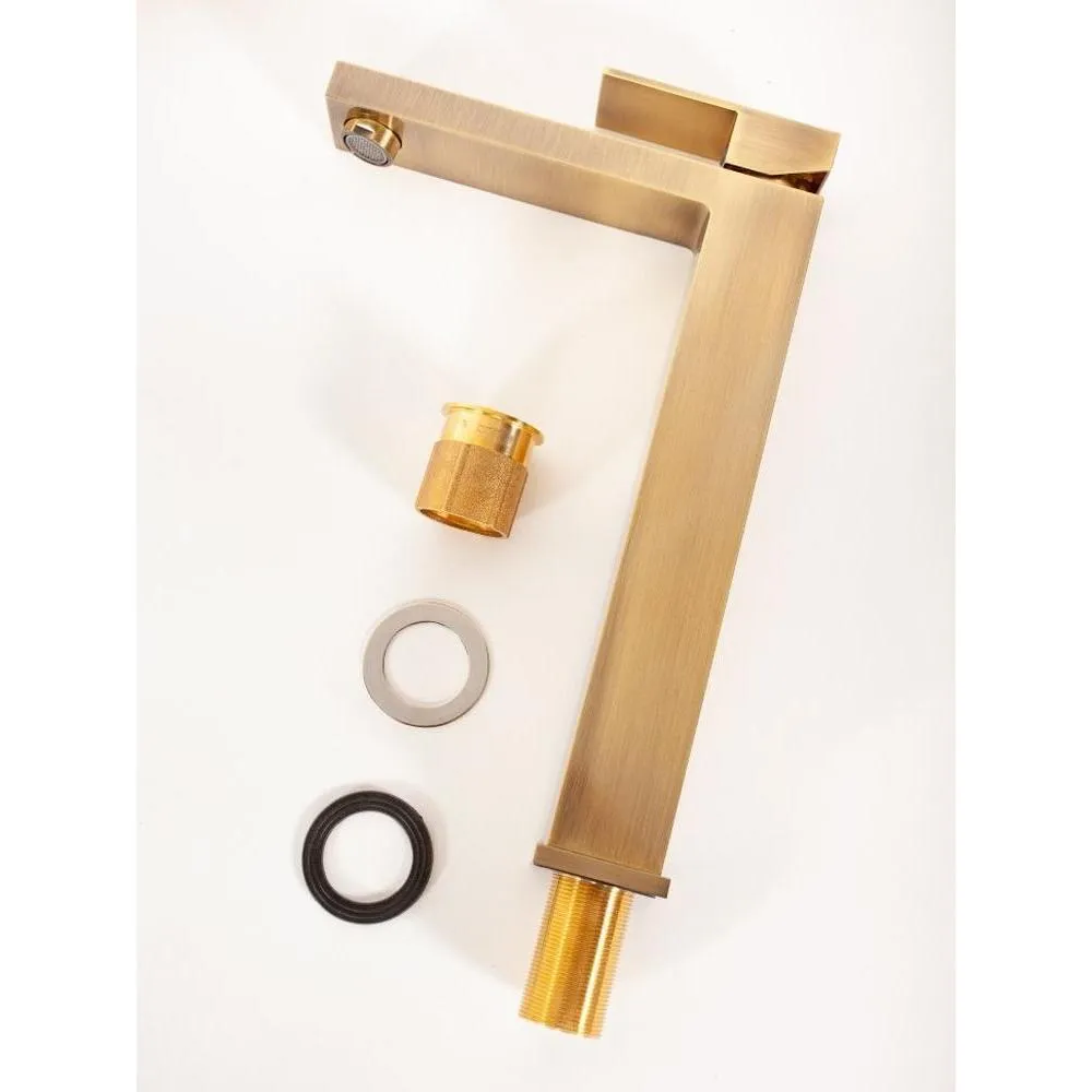 Смеситель для раковины высокий Hansberge H2070BR, бронза