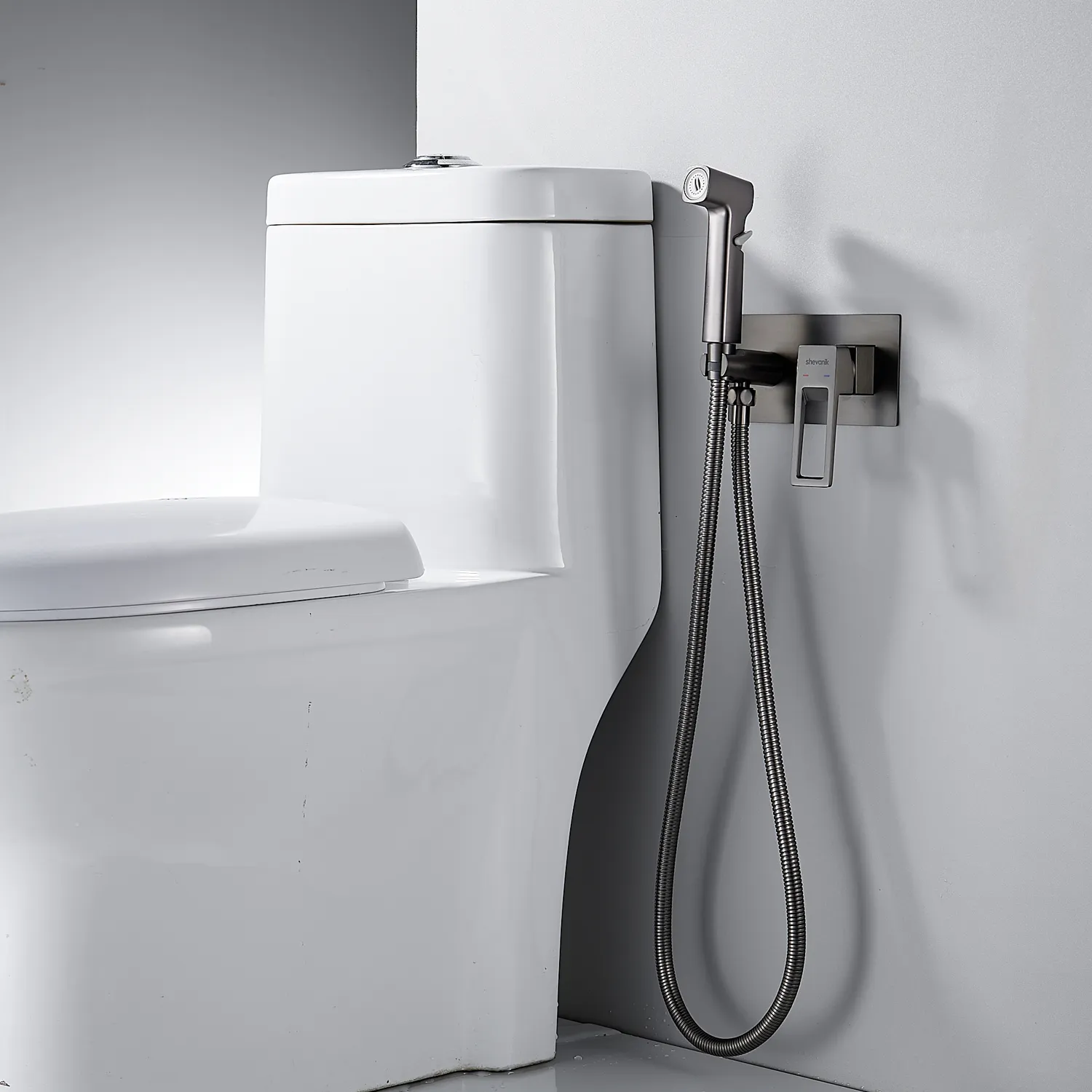 Гигиенический душ со смесителем Shevanik S6805T, оружейная сталь