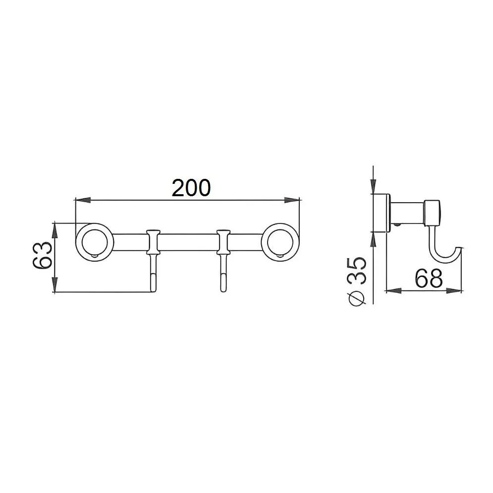 Планка с крючками для полотенец D-Lin D201851-2, хром