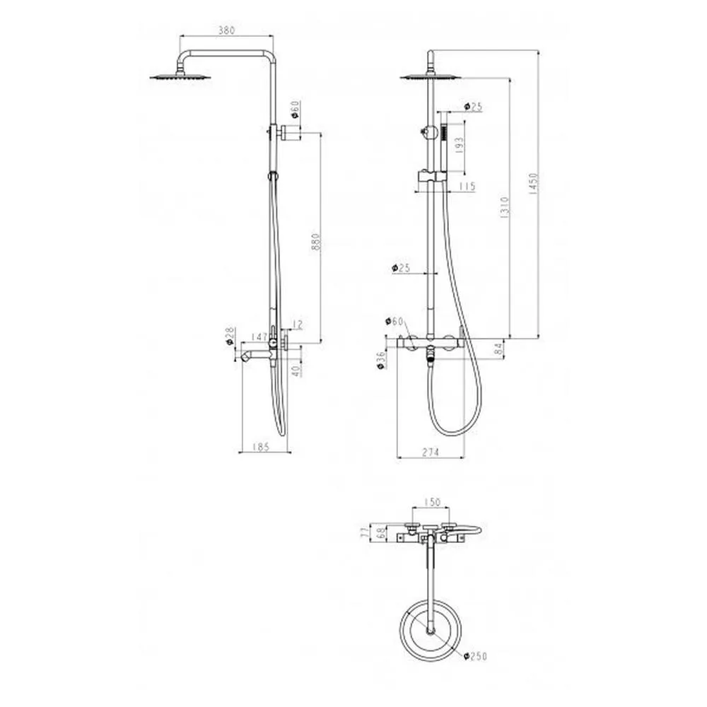 Душевая система Grocenberg GB7099MG, матовое золото