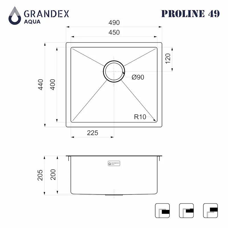 Кухонная мойка Grandex Aqua Proline 5040601, золото