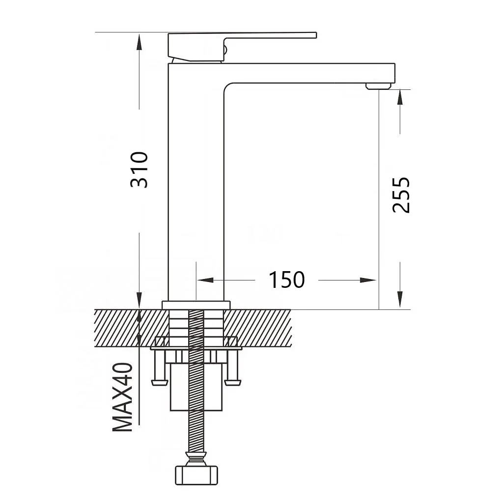 Смеситель для раковины высокий D-Lin H111324-A, черный