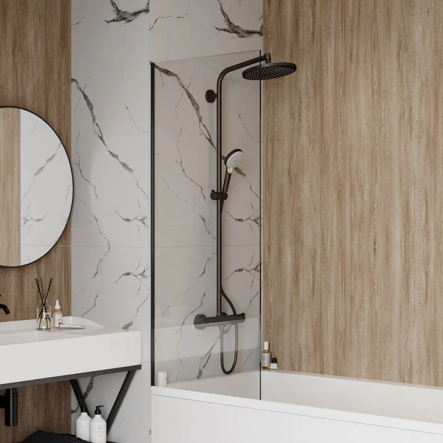 Шторка на ванну 60x140 Maretti Project Black PB41F6014099, черный профиль