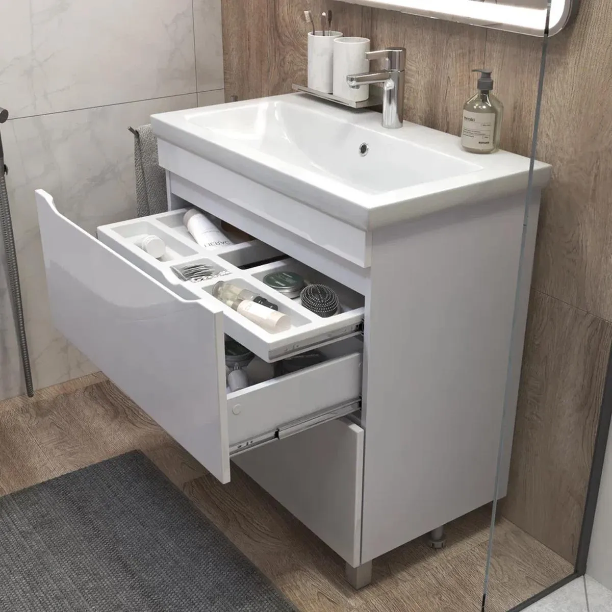 Тумба с раковиной напольная VIGO Grani 203, 80 см