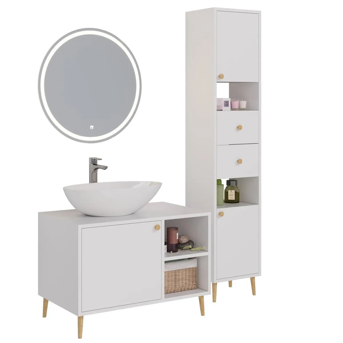 Тумба с раковиной напольная Dreja Luno 80 см, белый