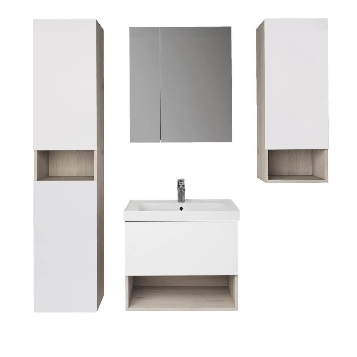 Тумба с раковиной подвесная Dreja Perfecto 90 см, дуб эврика/белый