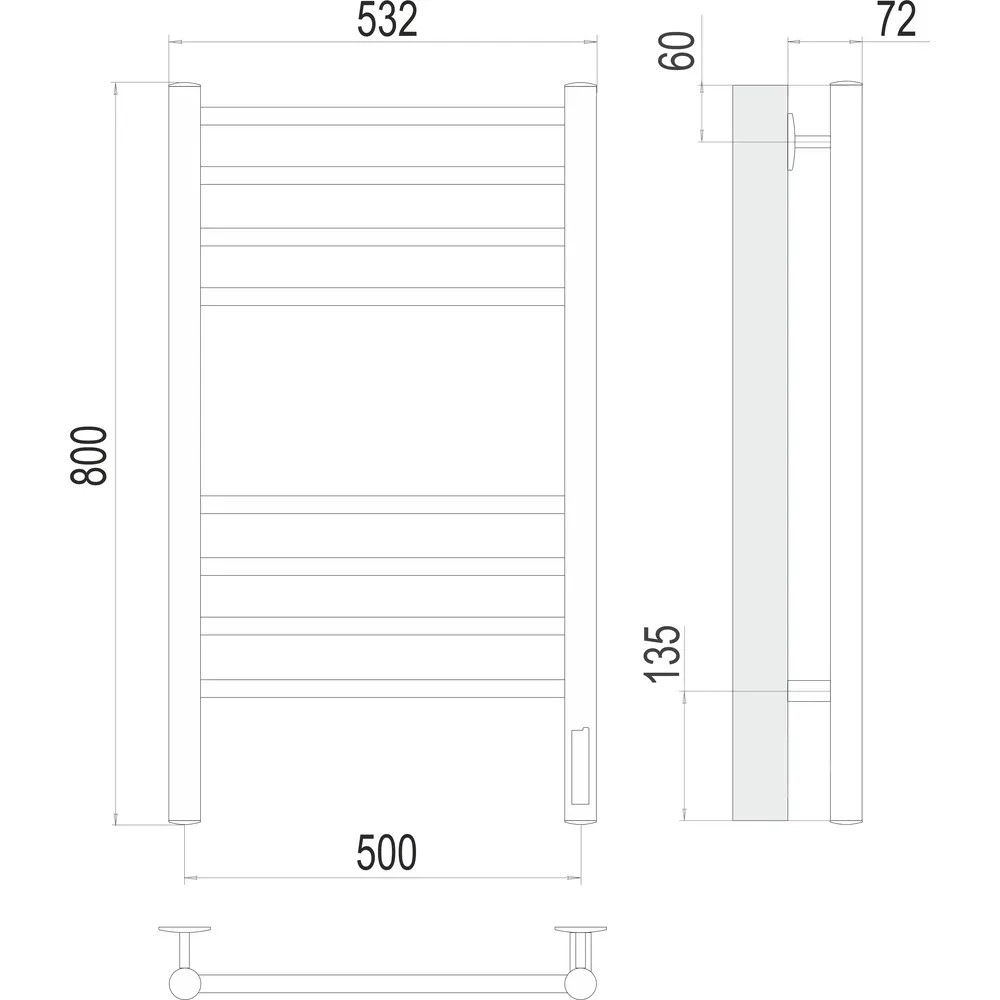 Полотенцесушитель электрический с диммером Terminus Аврора П8 50х80, золото арт