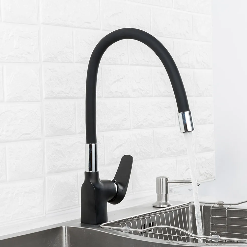 Смеситель для кухни с гибким изливом FRAP F4453-04, черный