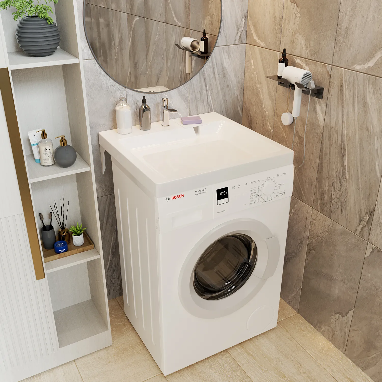 Раковина над стиральной машиной MIXLINE "ЛАЙН" 60*60 ш*г, с кронштейнами (MIXLINE) (553583)