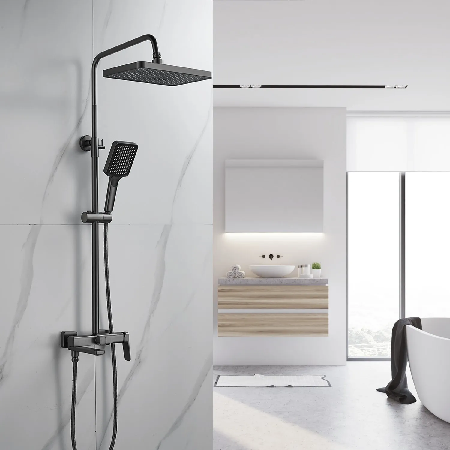 Душевая система Raffine F3699T, оружейная сталь