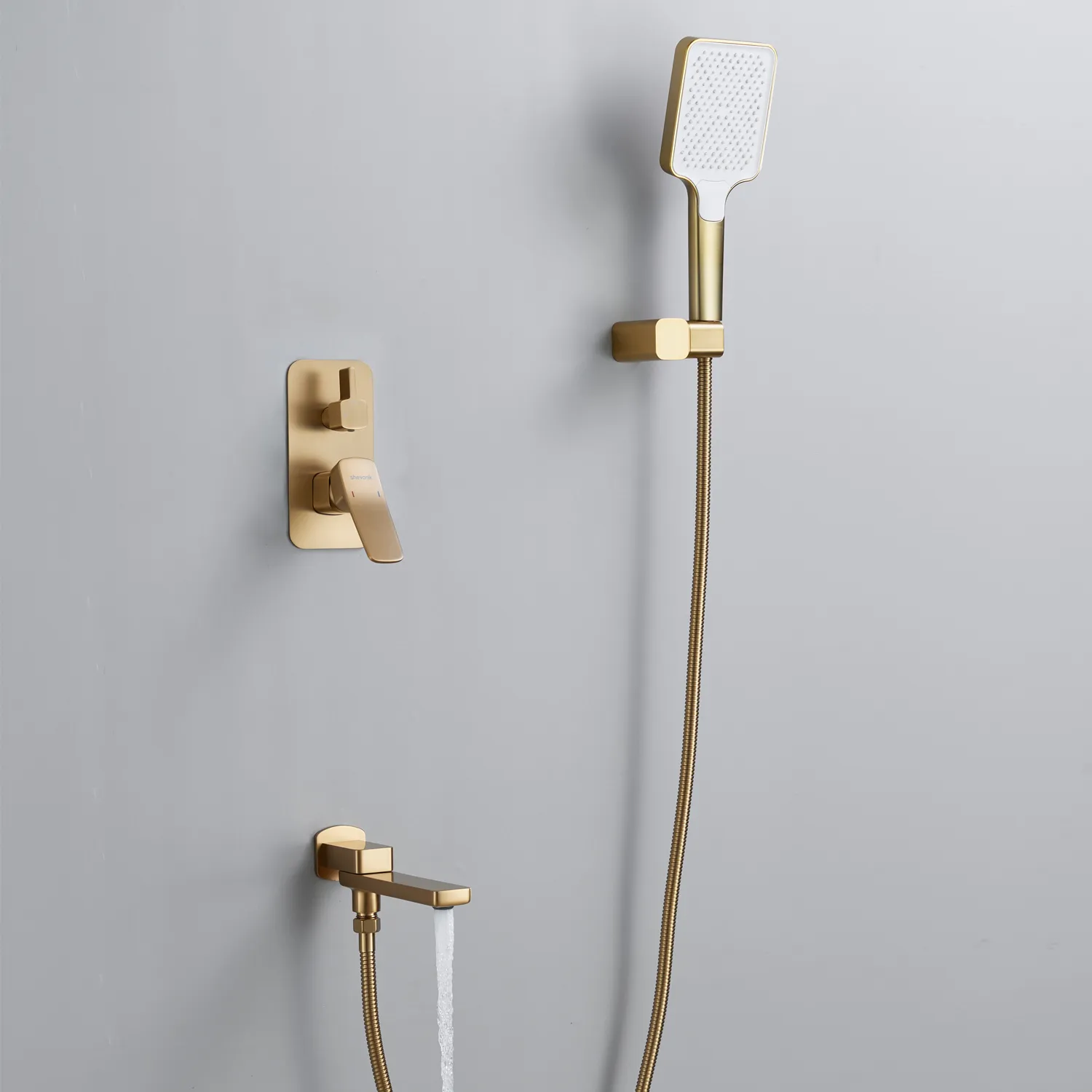 Душевая система встраиваемая Shevanik S9935G, золотой сатин