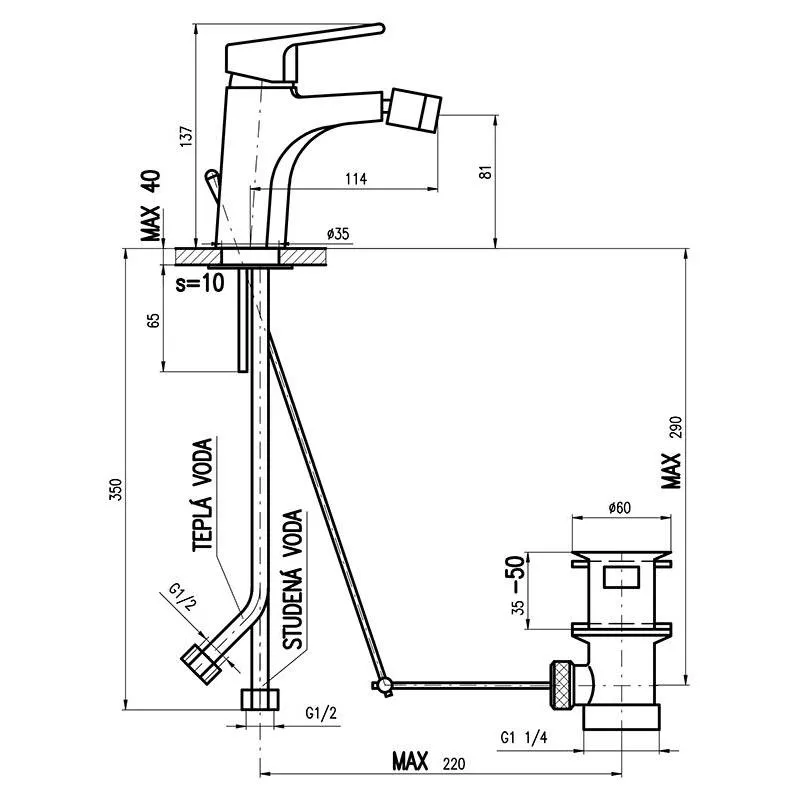 Смеситель для биде Rav Slezak COLORADO CO145.5K, хром