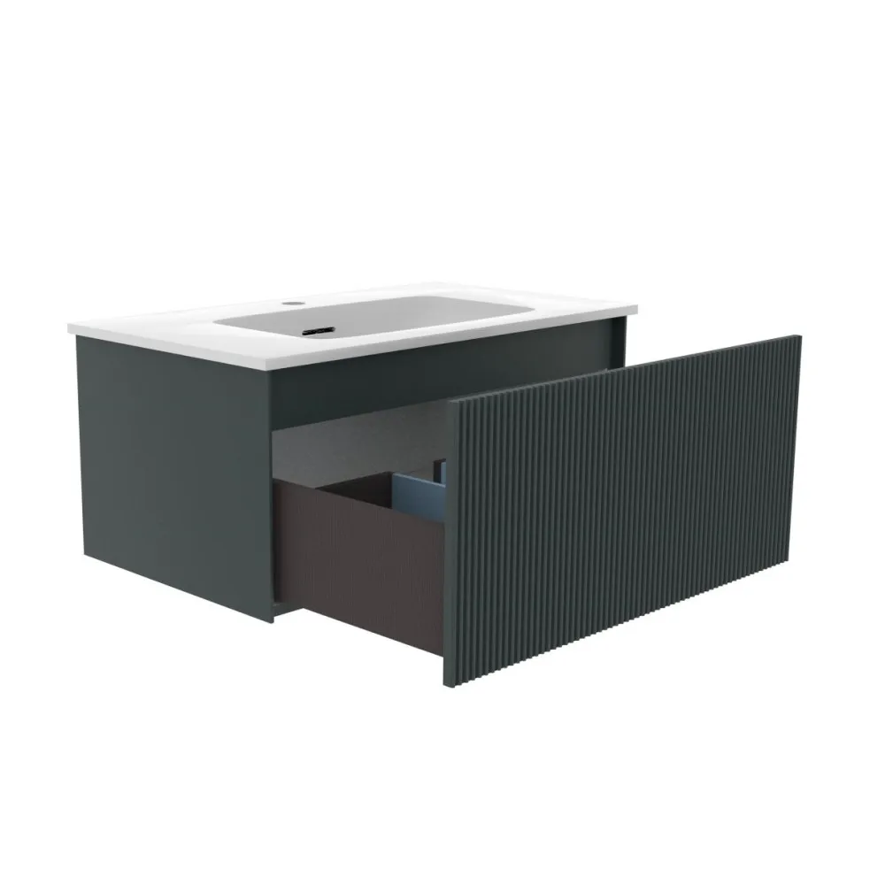 Тумба под раковину подвесная La Fenice Terra FNC-01-TER-G-80, серо-зеленая