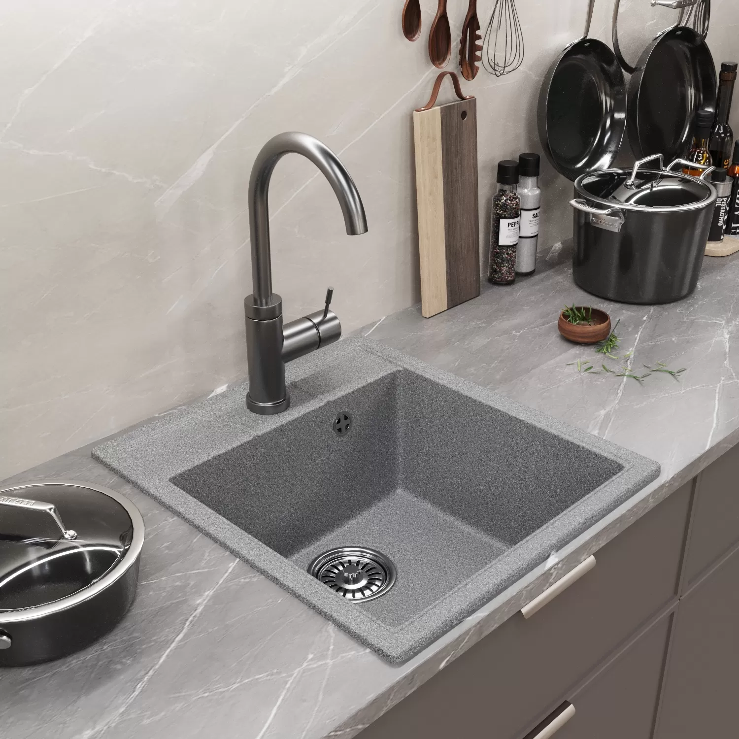 Мойка MIXLINE ML-GM28 темно-серая (309)  450*500*190мм NEW (552097)