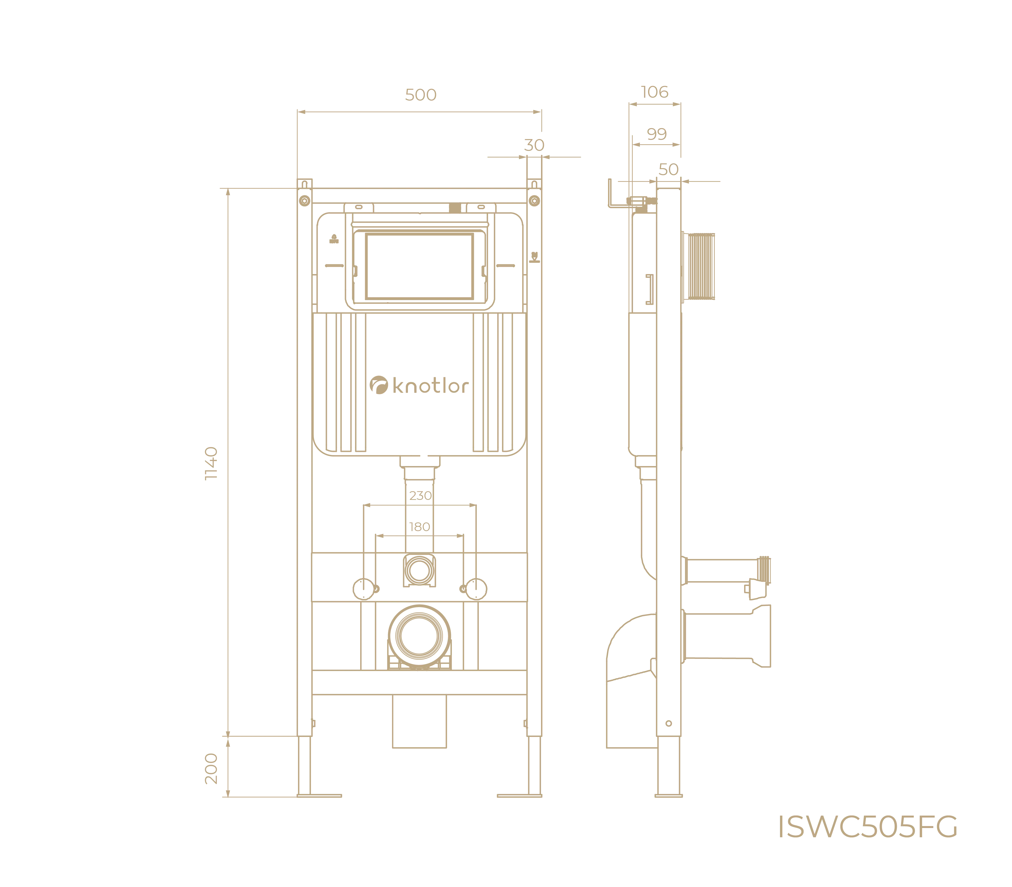 Инсталляция для подвесного унитаза Knotlor ISWC505FG (серия 1), бирюзовый