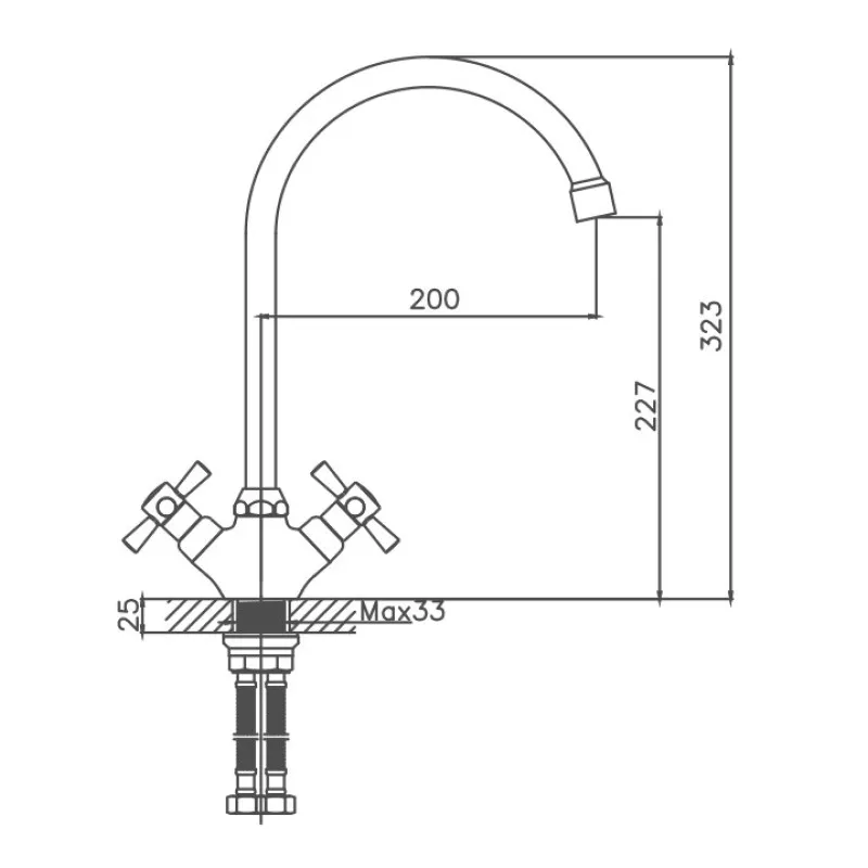 Смеситель для кухни Cron CN46142-6, красный