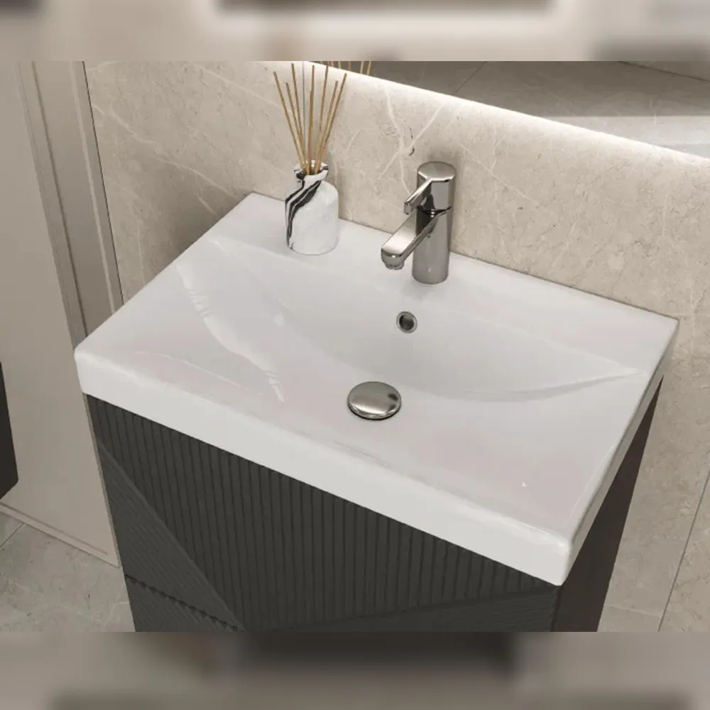 Тумба с раковиной напольная Velvex Edge tn.EDG.9696.60.2Y графит, 60 см