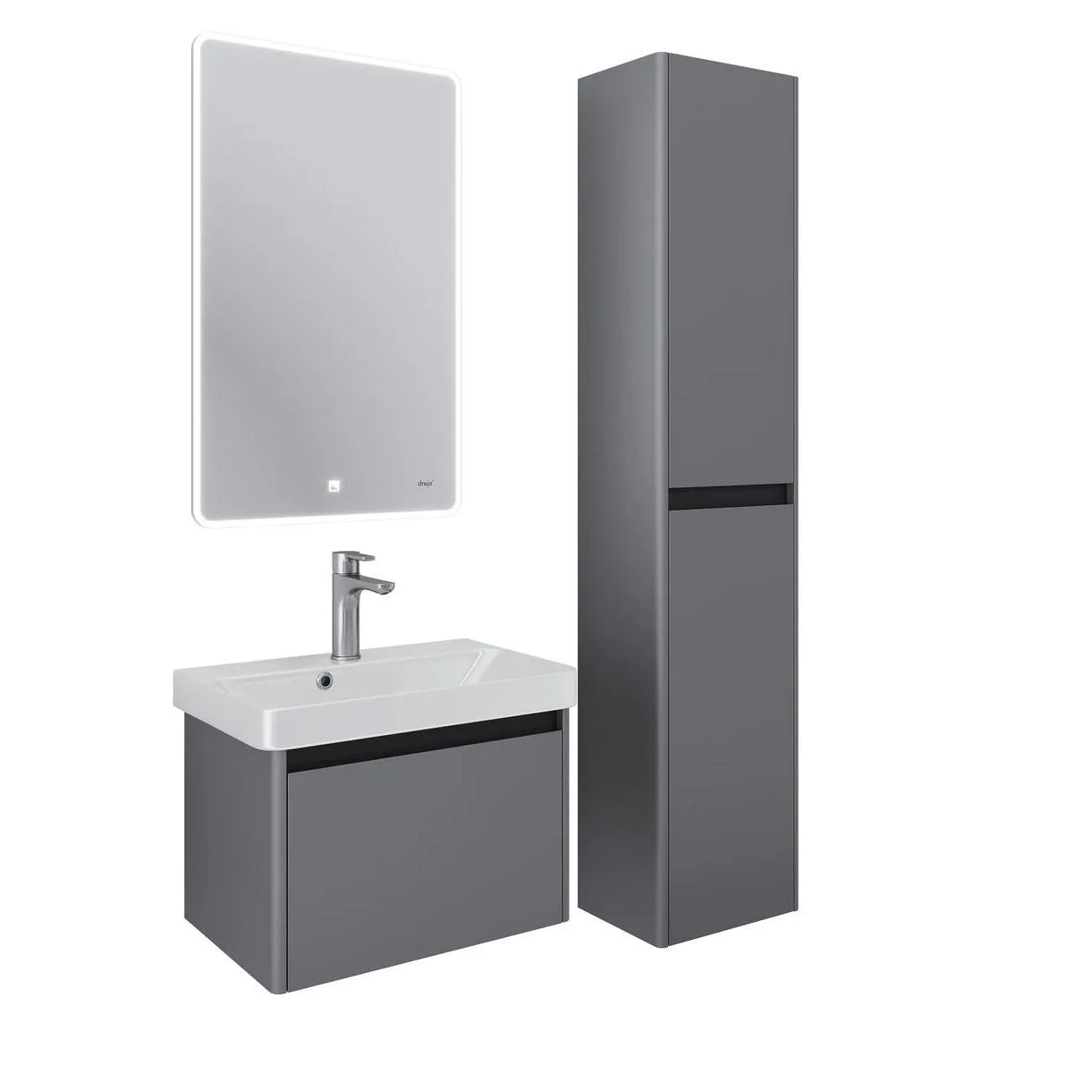 Тумба с раковиной подвесная Dreja Luxury 55 см, серый базальт