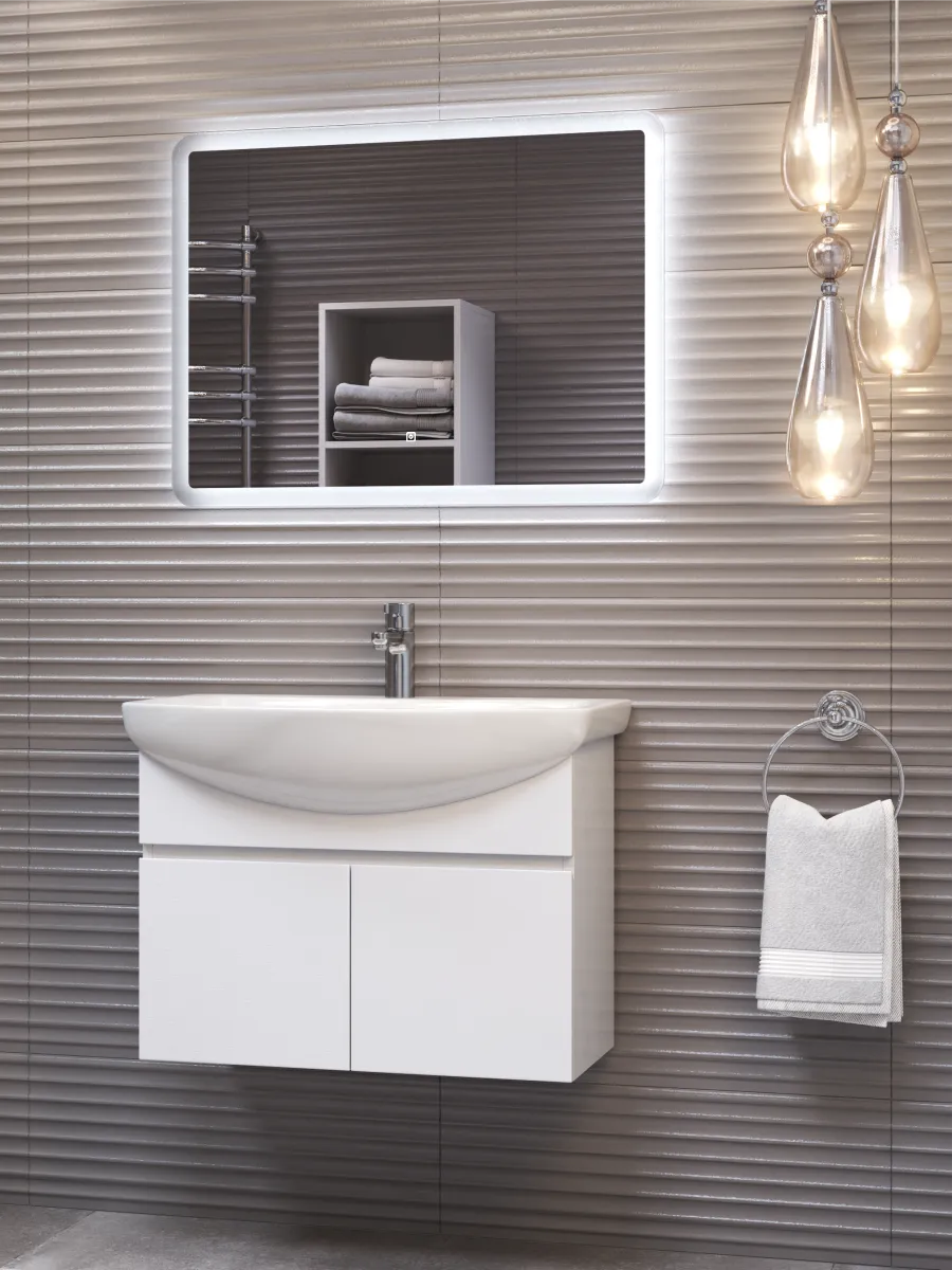 Тумба с раковиной подвесная VIGO Wing tp.WIN.BAL.70.2D белый, 70 см