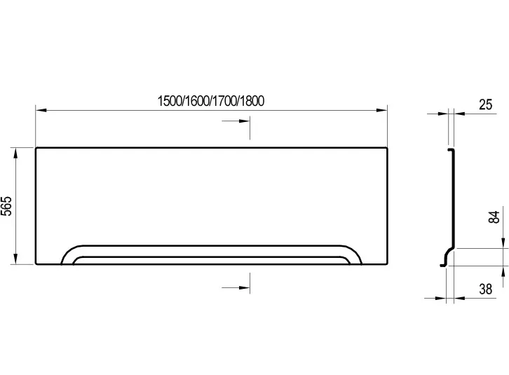 Фронтальная панель Ravak U (CZ001Y0A00) 180